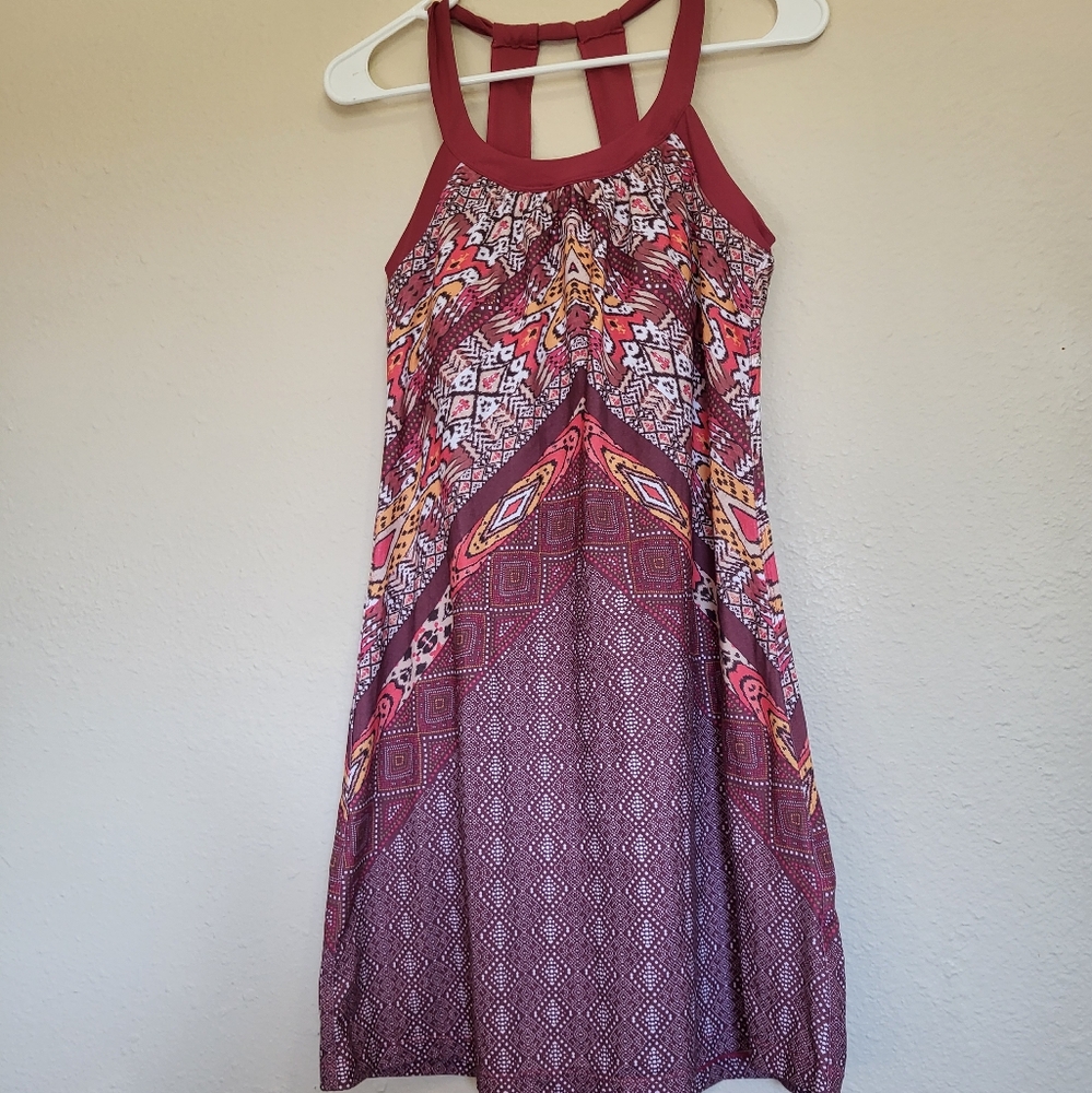 Prana Women's Sports Dress in Red and Pink Pattern